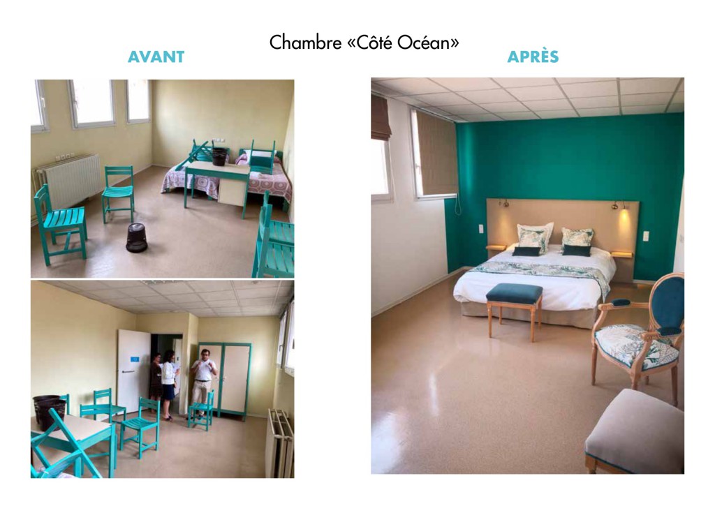 La chambre Côté Océan avant et après la transformation